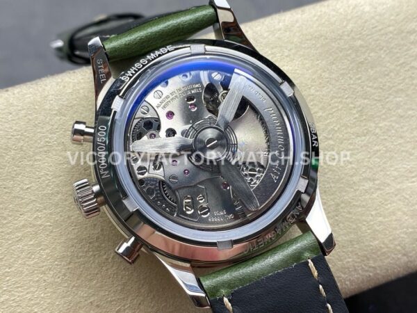 TW Factory Blancpain Air Command AC02-12B53-63B 42.5mm Steel Calfskin Vintage Leathe ( (7) TW Factory Blancpain Air Command AC02-12B53-63B 42.5mm Steel Calfskin Vintage Leather Strap Black Ceramic Bezel Avocado Green Dial
