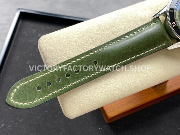 TW Factory Blancpain Air Command AC02-12B53-63B 42.5mm Steel Calfskin Vintage Leathe ( (8) TW Factory Blancpain Air Command AC02-12B53-63B 42.5mm Steel Calfskin Vintage Leather Strap Black Ceramic Bezel Avocado Green Dial