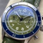 TW Factory Blancpain Air Command AC02-12B53-63B 42.5mm Steel Calfskin Vintage Leather Strap Blue Ceramic Bezel Avocado Green Dial