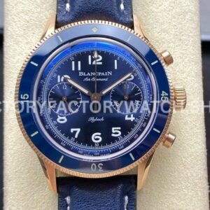 TW Factory Blancpain Air Command AC02-36B40-63B 42.5mm Rose Gold Calfskin Vintage Leather ( TW Factory Blancpain Air Command AC02-36B40-63B 42.5mm rose gold blue dial