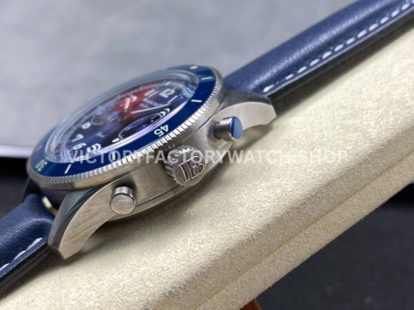 TW Factory Blancpain Air Command N0AC02O12B040N063B 42.5mm Steel Calfskin Vintage Leather Strap Blue Ceramic Bezel Blue Dial