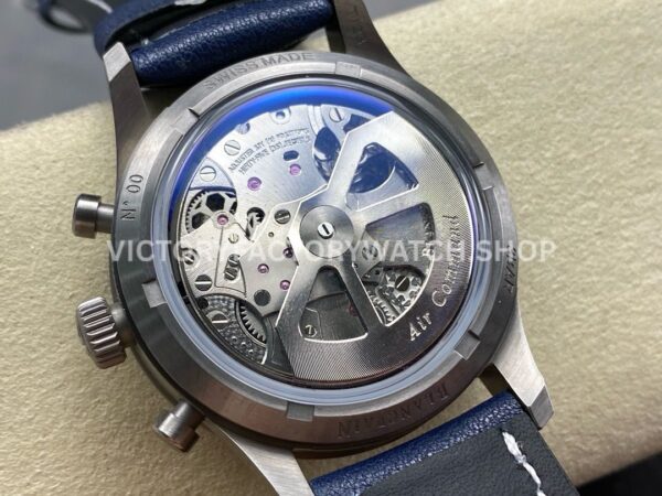 TW Factory Blancpain Air Command N0AC02O12B040N063B 42.5mm Steel Calfskin Vintage Leather Strap Blue Ceramic Bezel Blue Dial