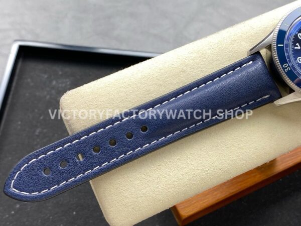 TW Factory Blancpain Air Command N0AC02O12B040N063B 42.5mm Steel Calfskin Vintage Leather Strap Blue Ceramic Bezel Blue Dial