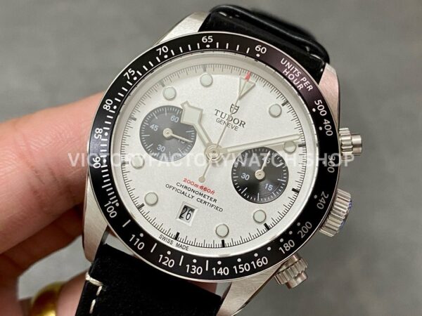 TW Factory Tudor Black Bay Chrono M79360N-0006 41mm Steel Leather Strap White Dial (2) TW Factory Tudor Black Bay Chrono M79360N-0006 41mm Steel Leather Strap White Dial