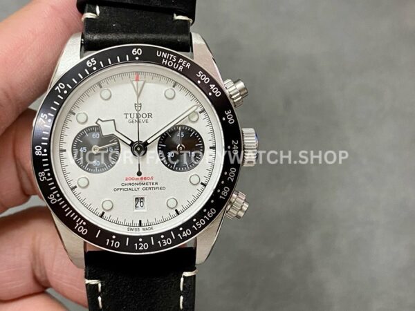 TW Factory Tudor Black Bay Chrono M79360N-0006 41mm Steel Leather Strap White Dial (3) TW Factory Tudor Black Bay Chrono M79360N-0006 41mm white dial
