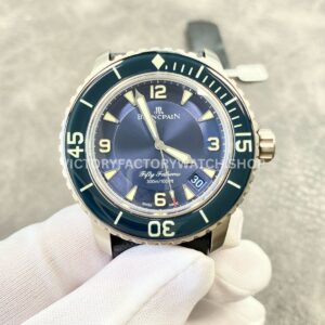 ZF Factory Blancpain Fifty Fathoms 5015-12B40-O52B 45mm Titanium Textile Strap A (6) ZF Factory Blancpain Fifty Fathoms 5015-12B40-O52B 45mm titanium textile strap blue dial