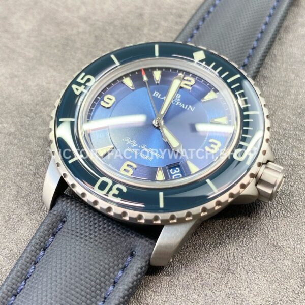 ZF Factory Blancpain Fifty Fathoms 5015-12B40-O52B 45mm Titanium Textile Strap Arabic Numerals Blue Dial