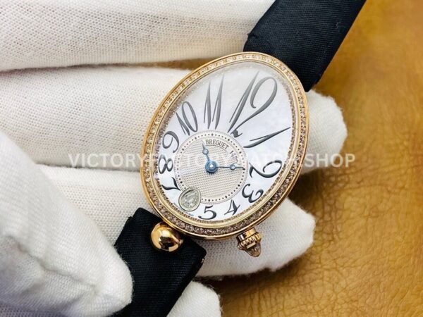 ZF Factory Breguet Reine de Naples 8918BA/58/964/D00D3L 36.5 x 28.5mm Rose Gold Leather Strap Arabic Numerals Mother Of Pearl Dial