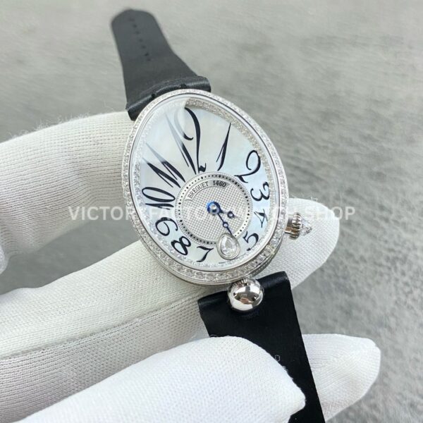 ZF Factory Breguet Reine de Naples 8918BB58964 D00D3L 36.5 x 28.5mm Steel Leather Strap (1) ZF Factory Breguet Reine de Naples 8918BB/58/964 D00D3L 36.5 x 28.5mm Steel Leather Strap Arabic Numerals Mother Of Pearl Dial