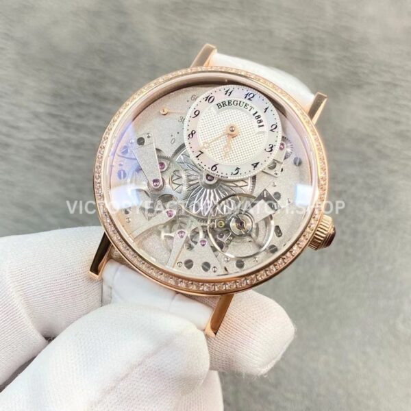 ZF Factory Breguet Tradition 7038BR189V6D00D 37mm Rose Gold Leather Strap Silver Dial (3) ZF Factory Breguet Tradition 7038BR/18/9V6/D00D 37mm Rose Gold Leather Strap Silver Dial