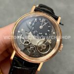 ZF Factory Breguet Tradition 7057BR-G9-9W6 40mm Rose Gold Leather Strap Roman Numerals Black Dial