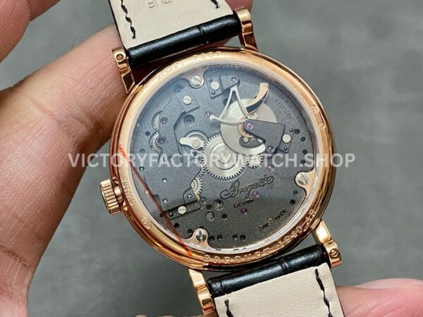 ZF Factory Breguet Tradition 7057BR-G9-9W6 40mm Rose Gold Leather Strap Roman Numerals Black Dial