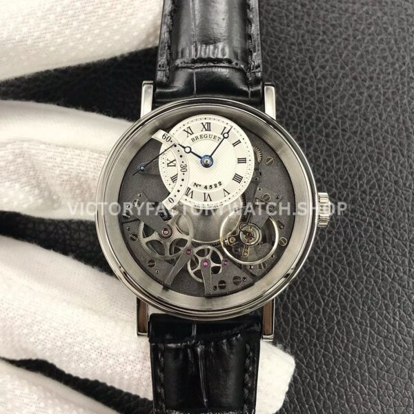 ZF Factory Breguet Tradition 7097BBG19WU 40mm White Gold Leather Strap Roman Numerals Grey Dial (9) ZF Factory Breguet Tradition 7097BB G1 9WU 40mm white gold leather strap grey dial