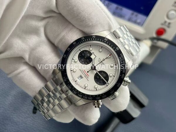 ZF Factory Tudor Black Bay Chrono 79360N-0002 41mm Full Steel Ceramic Bezel White Dial Jubilee (4) ZF Factory Tudor Black Bay Chrono 79360N-0002 41mm Full Steel Ceramic Bezel White Dial Jubilee