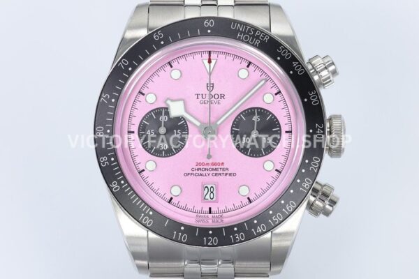 ZF Factory Tudor Black Bay Chrono 79360N-0019 41mm Full Steel Ceramic Bezel Pink Dial Jubilee