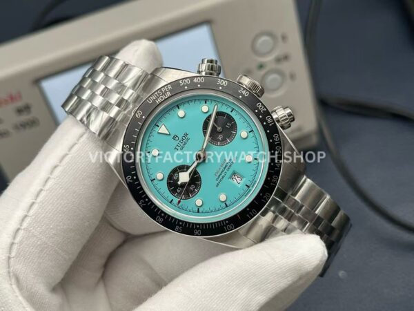 ZF Factory Tudor Black Bay Chrono 79360N-0024 41mm Full Steel Ceramic Bezel Turquoise Dial Jubilee (7) ZF Factory Tudor Black Bay Chrono 79360N-0024 41mm Full Steel Ceramic Bezel Turquoise Dial Jubilee