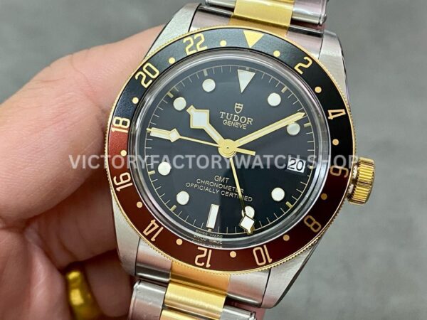 ZF Factory Tudor Black Bay GMT M79833MN-0001 41mm Half Yellow Gold Aluminum Bezel Black Dial