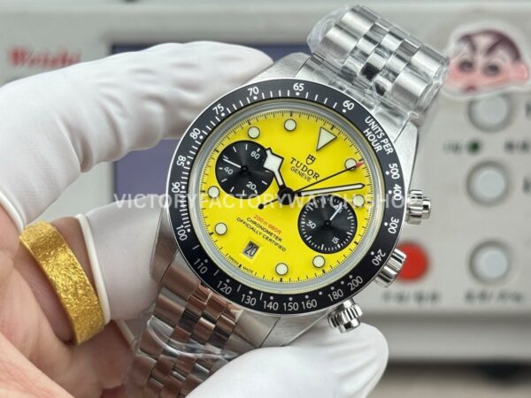 3CF Factory Tudor Black Bay Chrono M79310N-0001 41mm Full Steel Yellow Dial Jubilee