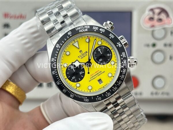 3CF Factory Tudor Black Bay Chrono M79310N-0001 41mm Full Steel Yellow Dial Jubilee