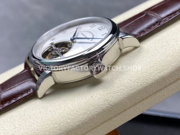 A. Lange & Söhne Tourbillon 1815 730.025F 42mm Steel Leather Strap Arabic Numerals Silver Dial (1) A. Lange & Söhne Tourbillon 1815 730.025F 42mm Steel Leather Strap Arabic Numerals Silver Dial