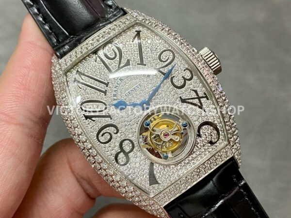 ABF Factory Franck Muller Cintrée Curvex 8880 T D CD 39.5mm Diamond Leather Strap White Diamond Dial