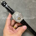 ABF Factory Franck Muller Cintrée Curvex 8880 T D CD 39.5mm Diamond Leather Strap White Diamond Dial