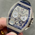 ABF Factory Franck Muller Vanguard Chronograph 44mm Diamond Rubber Strap Blue Dial