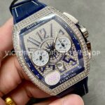 ABF Factory Franck Muller Vanguard Chronograph 44mm Diamond Rubber Strap Blue Dial (4) ABF Factory Franck Muller Vanguard V45 Chronograph 44mm Steel Rubber Strap Black Dial