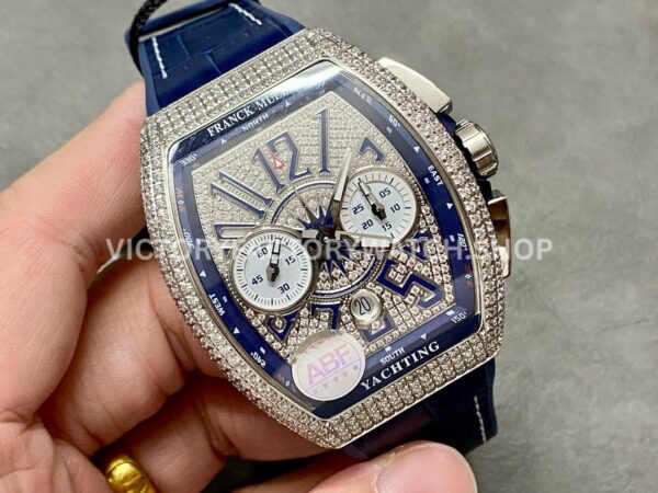 ABF Factory Franck Muller Vanguard Chronograph 44mm Diamond Rubber Strap Blue Dial (4) ABF Factory Franck Muller Vanguard V45 Chronograph 44mm Steel Rubber Strap Black Dial
