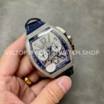 ABF Factory Franck Muller Vanguard Chronograph 44mm Diamond Rubber Strap Blue Dial