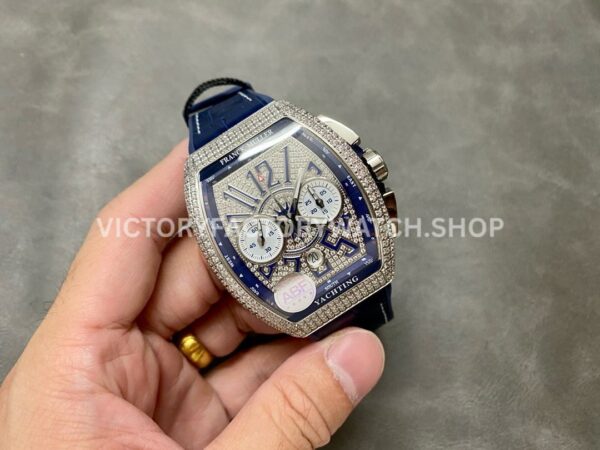 ABF Factory Franck Muller Vanguard Chronograph 44mm Diamond Rubber Strap Blue Dial