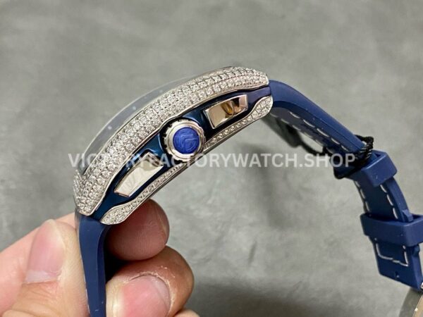 ABF Factory Franck Muller Vanguard Chronograph 44mm Diamond Rubber Strap Blue Dial