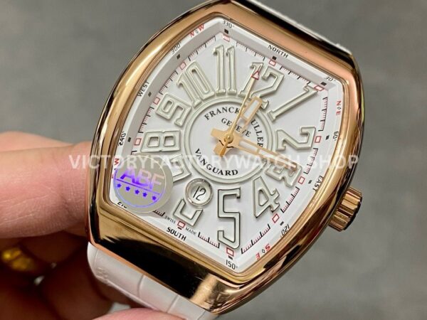 ABF Factory Franck Muller Vanguard  V 45 SC DT 44mm Rose Gold Rubber Strap White Dial