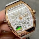 ABF Factory Franck Muller Vanguard  V 45 SC DT 44mm Rose Gold Rubber Strap White Dial
