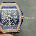 ABF Franck Muller Vanguard V45 5N BL diamond rose gold blue dial watch