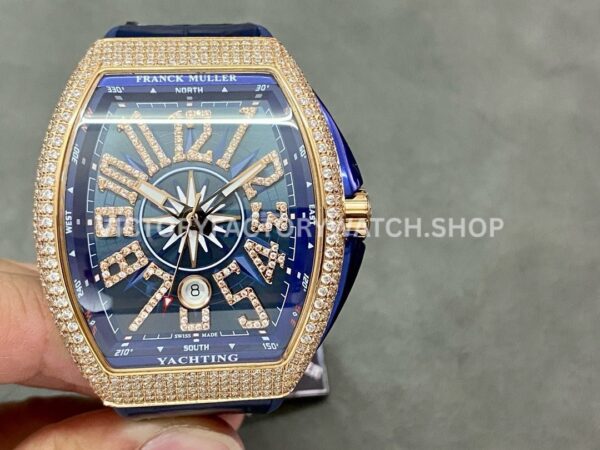 ABF Franck Muller Vanguard V45 5N BL diamond rose gold blue dial watch