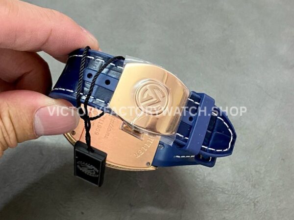 ABF Factory Franck Muller Vanguard V 45 SC DT 5N BL 44mm Diamond Rose Gold Rubber Strap Blue Dial