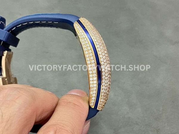 ABF Factory Franck Muller Vanguard V 45 SC DT 5N BL 44mm Diamond Rose Gold Rubber Strap Blue Dial