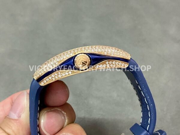ABF Factory Franck Muller Vanguard V 45 SC DT 5N BL 44mm Diamond Rose Gold Rubber Strap Blue Dial