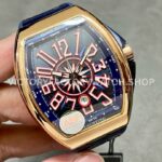 ABF Factory Franck Muller Vanguard V 45 SC DT 5N BL 44mm Rose Gold Rubber Strap Blue Dial