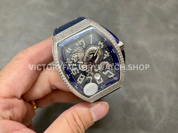 ABF Factory Franck Muller Vanguard V45 Dragon King Limited Edition 44mm Diamond Rubber Strap Bl ( (7) ABF Factory Franck Muller Vanguard V45 Dragon King Limited Edition 44mm Diamond Rubber Strap Blue Dial