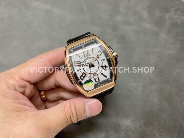 ABF Factory Franck Muller Vanguard V45SCDTRCG 44mm Rose Gold Rubber Strap White Dial