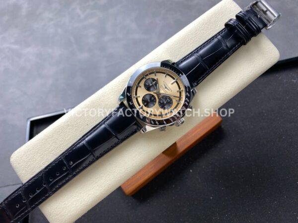 AF Factory Longines Conquest Chronograph L3.835.4.02.6 42mm Steel Leather Strap Black Eyes Champagne (6) AF Factory Longines Conquest Chronograph L3.835.4.02.6 42mm Steel Leather Strap Black Eyes Champagne Dial