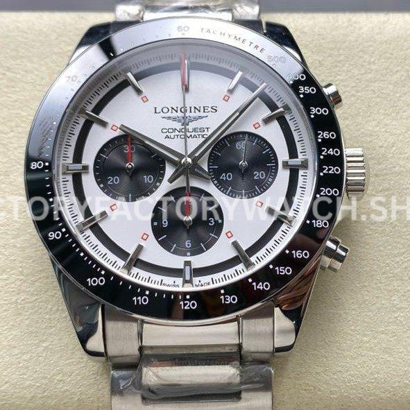 AF Longines Conquest L3.835.4.72.6 steel bracelet white dial black subdials