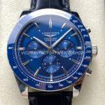 AF Factory Longines Conquest Chronograph L3.835.4.92.6 42mm Steel Leather Strap Blue Dial (5) AF Longines Conquest L3.835.4.92.6 blue dial leather strap 42mm
