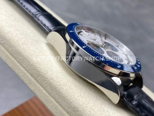 AF Factory Longines Conquest Chronograph L3.835.4.98.6 42mm Steel Leather Strap Blue Eyes White Dial