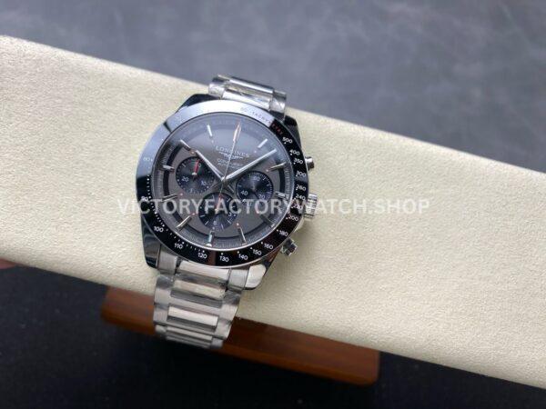 AF Factory Longines Conquest Chronograph L3.836.4.52.9 42mm Full Steel Strap Black Eyes Gray Dial (1) AF Factory Longines Conquest Chronograph L3.836.4.52.9 42mm Full Steel Strap Black Eyes Gray Dial