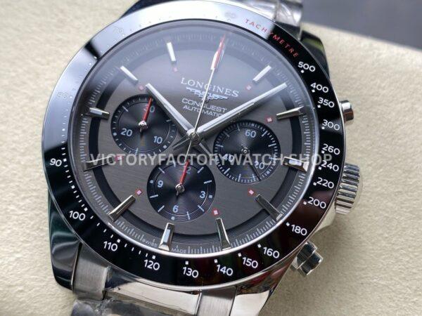 AF Factory Longines Conquest Chronograph L3.836.4.52.9 42mm Full Steel Strap Black Eyes Gray Dial (2) AF Factory Longines Conquest Chronograph L3.836.4.52.9 42mm Full Steel Strap Black Eyes Gray Dial