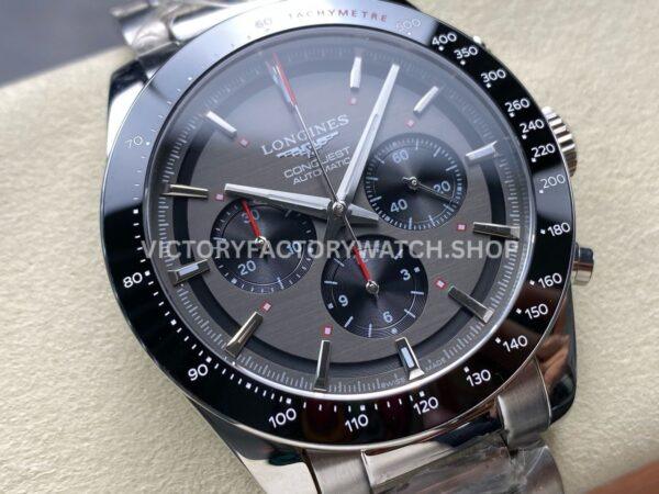 AF Factory Longines Conquest Chronograph L3.836.4.52.9 42mm Full Steel Strap Black Eyes Gray Dial (7) AF Factory Longines Conquest Chronograph L3.836.4.52.9 42mm Full Steel Strap Black Eyes Gray Dial