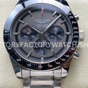 AF Longines Conquest L3.836.4.52.9 steel bracelet gray dial black subdials